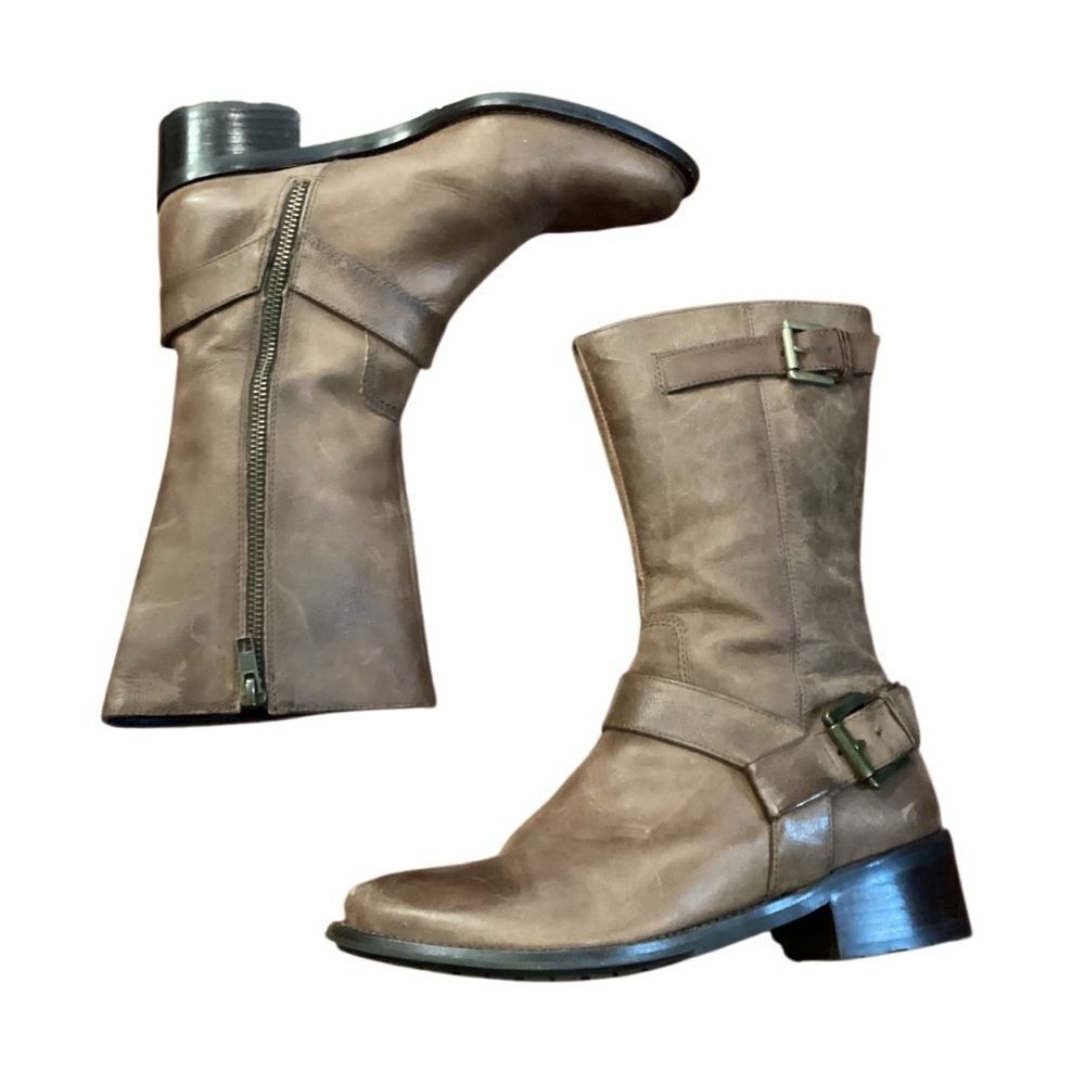 Cole Haan Brown Leather Harness Moto z boots 6.5 - Picture 4 of 12